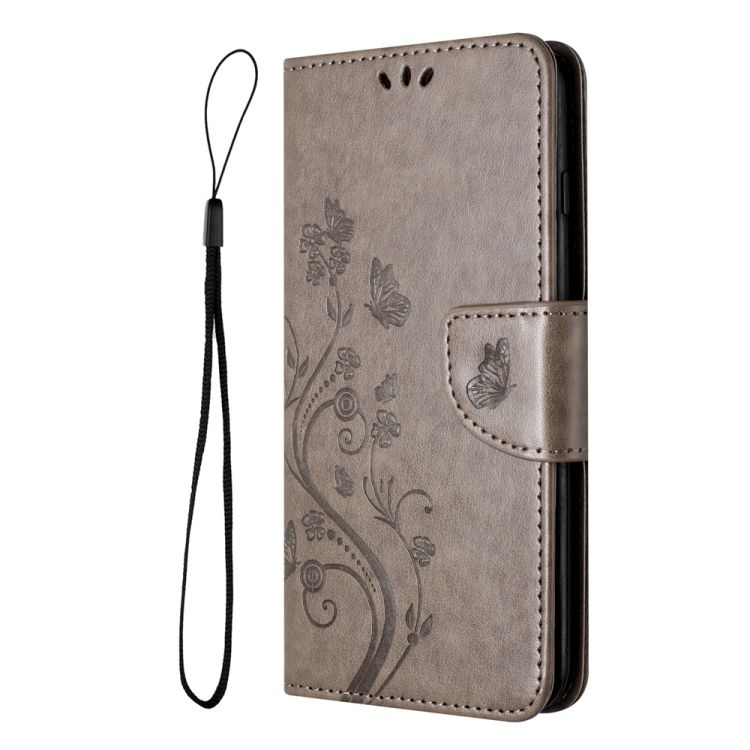 Peňaženkové puzdro Embossing Pattern Motýľ a kvet sivé – Samsung Galaxy A05s | Kryty na mobil Kryty na mobil | Peňaženkové puzdro Embossing Pattern Motýľ a kvet sivé – Samsung Galaxy A05s | Kryty na mobil