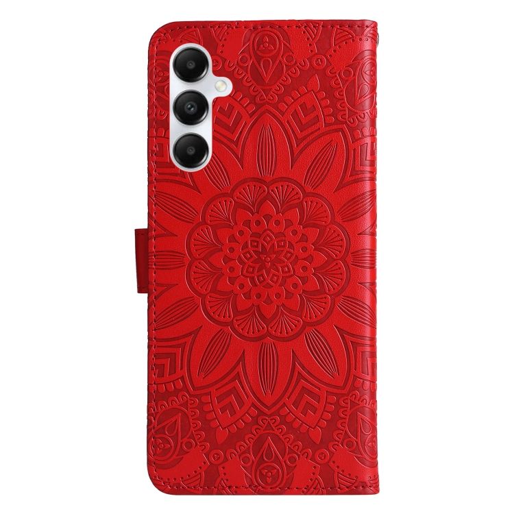 Peňaženkové puzdro Embossing Pattern Slnečnica červené – Samsung Galaxy A05s | Kryty na mobil Kryty na mobil | Peňaženkové puzdro Embossing Pattern Slnečnica červené – Samsung Galaxy A05s | Kryty na mobil