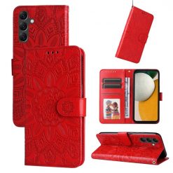 Kryty na mobil | Peňaženkové puzdro Embossing Pattern Slnečnica červené – Samsung Galaxy A15 4G/5G | Kryty na mobil