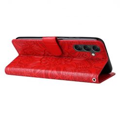 Kryty na mobil | Peňaženkové puzdro Embossing Pattern Slnečnica červené – Samsung Galaxy A15 4G/5G | Kryty na mobil