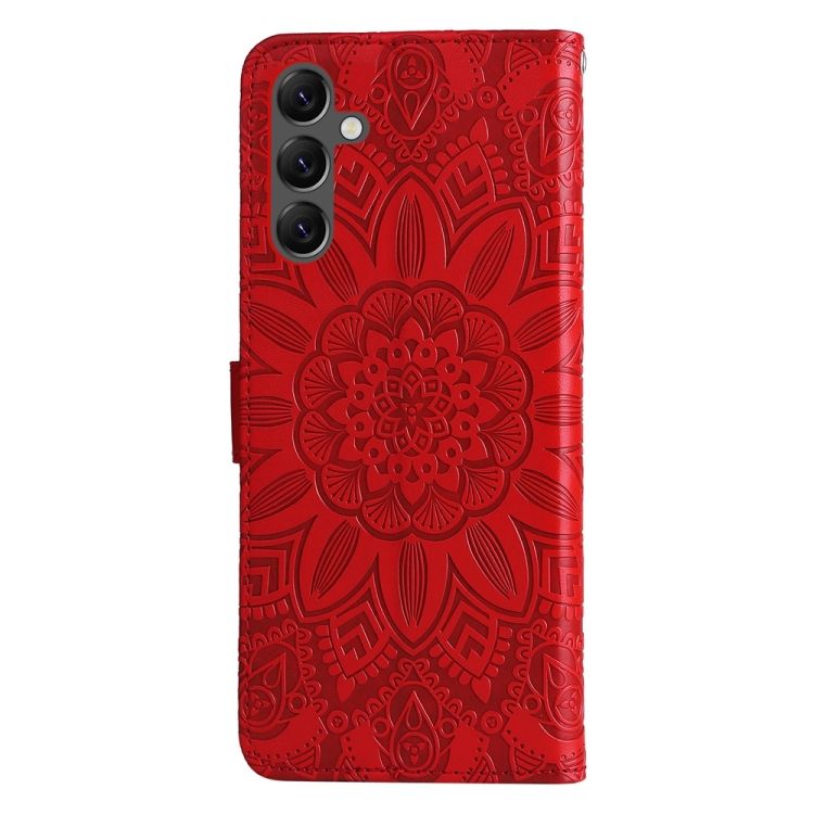Peňaženkové puzdro Embossing Pattern Slnečnica červené – Samsung Galaxy A25 5G | Kryty na mobil Kryty na mobil | Peňaženkové puzdro Embossing Pattern Slnečnica červené – Samsung Galaxy A25 5G | Kryty na mobil