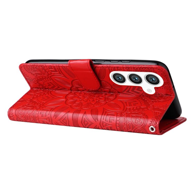 Peňaženkové puzdro Embossing Pattern Slnečnica červené – Samsung Galaxy S24+ (S24 Plus) | Kryty na mobil Kryty na mobil | Peňaženkové puzdro Embossing Pattern Slnečnica červené – Samsung Galaxy S24+ (S24 Plus) | Kryty na mobil