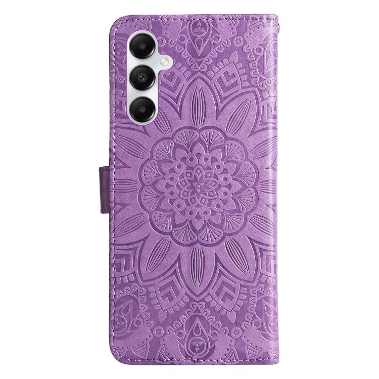 Peňaženkové puzdro Embossing Pattern Slnečnica fialové – Samsung Galaxy A05s | Kryty na mobil Kryty na mobil | Peňaženkové puzdro Embossing Pattern Slnečnica fialové – Samsung Galaxy A05s | Kryty na mobil