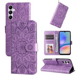 Peňaženkové puzdro Embossing Pattern Slnečnica fialové – Samsung Galaxy A05s | Kryty na mobil Kryty na mobil | Peňaženkové puzdro Embossing Pattern Slnečnica fialové – Samsung Galaxy A05s | Kryty na mobil