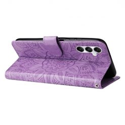 Peňaženkové puzdro Embossing Pattern Slnečnica fialové – Samsung Galaxy A05s | Kryty na mobil Kryty na mobil | Peňaženkové puzdro Embossing Pattern Slnečnica fialové – Samsung Galaxy A05s | Kryty na mobil