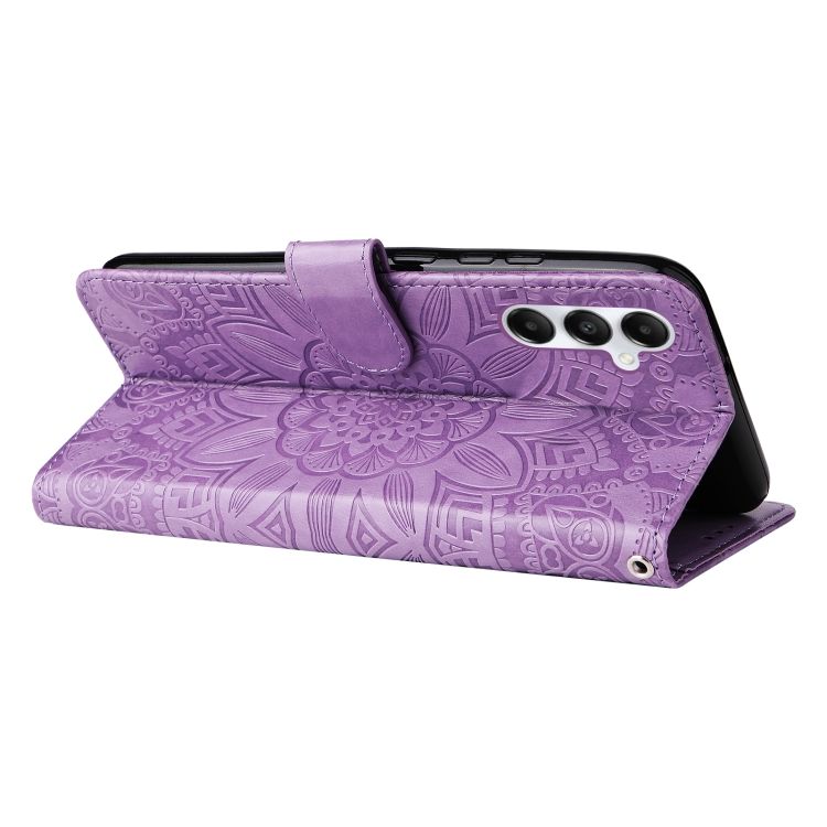 Peňaženkové puzdro Embossing Pattern Slnečnica fialové – Samsung Galaxy A05s | Kryty na mobil Kryty na mobil | Peňaženkové puzdro Embossing Pattern Slnečnica fialové – Samsung Galaxy A05s | Kryty na mobil