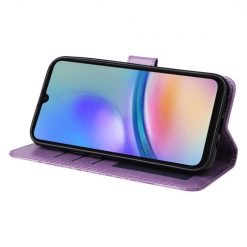 Peňaženkové puzdro Embossing Pattern Slnečnica fialové – Samsung Galaxy A05s | Kryty na mobil Kryty na mobil | Peňaženkové puzdro Embossing Pattern Slnečnica fialové – Samsung Galaxy A05s | Kryty na mobil