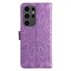 Kryty na mobil | Peňaženkové puzdro Embossing Pattern Slnečnica fialové – Samsung Galaxy S24 Ultra | Kryty na mobil