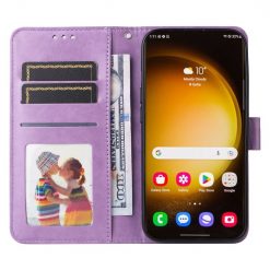 Kryty na mobil | Peňaženkové puzdro Embossing Pattern Slnečnica fialové – Samsung Galaxy S24 Ultra | Kryty na mobil