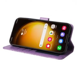 Kryty na mobil | Peňaženkové puzdro Embossing Pattern Slnečnica fialové – Samsung Galaxy S24 Ultra | Kryty na mobil