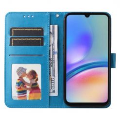Kryty na mobil | Peňaženkové puzdro Embossing Pattern Slnečnica modré – Samsung Galaxy A05s | Kryty na mobil