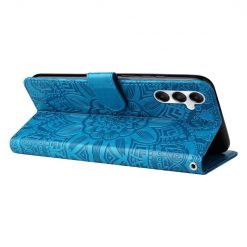 Kryty na mobil | Peňaženkové puzdro Embossing Pattern Slnečnica modré – Samsung Galaxy A05s | Kryty na mobil