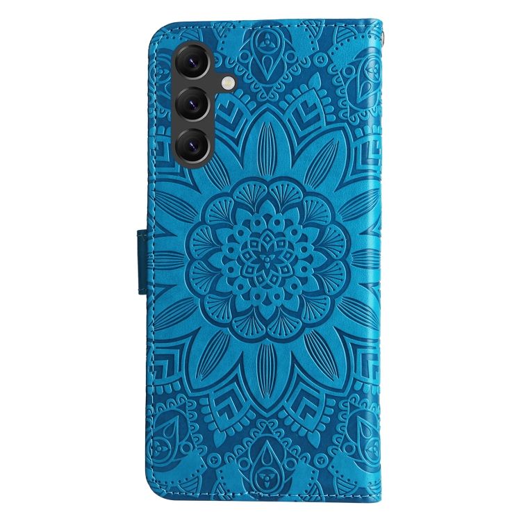 Peňaženkové puzdro Embossing Pattern Slnečnica modré – Samsung Galaxy A15 4G/5G | Kryty na mobil Kryty na mobil | Peňaženkové puzdro Embossing Pattern Slnečnica modré – Samsung Galaxy A15 4G/5G | Kryty na mobil