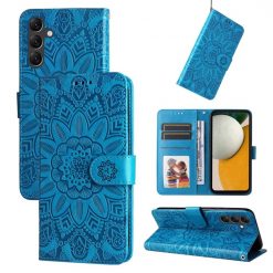 Peňaženkové puzdro Embossing Pattern Slnečnica modré – Samsung Galaxy A15 4G/5G | Kryty na mobil Kryty na mobil | Peňaženkové puzdro Embossing Pattern Slnečnica modré – Samsung Galaxy A15 4G/5G | Kryty na mobil