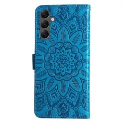 Kryty na mobil | Peňaženkové puzdro Embossing Pattern Slnečnica modré – Samsung Galaxy A25 5G | Kryty na mobil