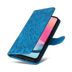 Kryty na mobil | Peňaženkové puzdro Embossing Pattern Slnečnica modré – Samsung Galaxy A25 5G | Kryty na mobil