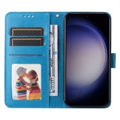 Kryty na mobil | Peňaženkové puzdro Embossing Pattern Slnečnica modré – Samsung Galaxy S24+ (S24 Plus) | Kryty na mobil