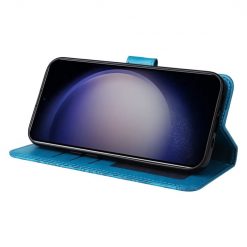 Kryty na mobil | Peňaženkové puzdro Embossing Pattern Slnečnica modré – Samsung Galaxy S24+ (S24 Plus) | Kryty na mobil