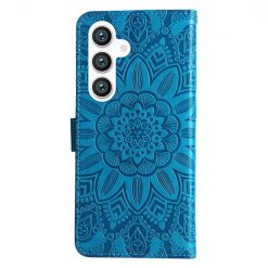 Kryty na mobil | Peňaženkové puzdro Embossing Pattern Slnečnica modré – Samsung Galaxy S24+ (S24 Plus) | Kryty na mobil