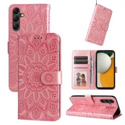 Kryty na mobil | Peňaženkové puzdro Embossing Pattern Slnečnica ružové – Samsung Galaxy A15 4G/5G | Kryty na mobil