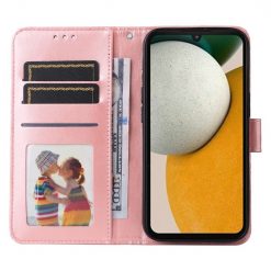 Kryty na mobil | Peňaženkové puzdro Embossing Pattern Slnečnica ružové – Samsung Galaxy A15 4G/5G | Kryty na mobil