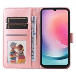 Kryty na mobil | Peňaženkové puzdro Embossing Pattern Slnečnica ružové – Samsung Galaxy A25 5G | Kryty na mobil