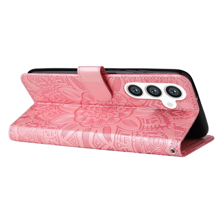 Peňaženkové puzdro Embossing Pattern Slnečnica ružové – Samsung Galaxy S24+ (S24 Plus) | Kryty na mobil Kryty na mobil | Peňaženkové puzdro Embossing Pattern Slnečnica ružové – Samsung Galaxy S24+ (S24 Plus) | Kryty na mobil