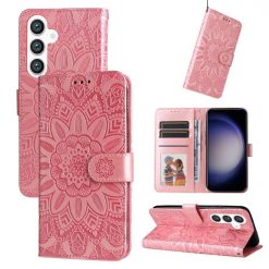 Peňaženkové puzdro Embossing Pattern Slnečnica ružové – Samsung Galaxy S24+ (S24 Plus) | Kryty na mobil Kryty na mobil | Peňaženkové puzdro Embossing Pattern Slnečnica ružové – Samsung Galaxy S24+ (S24 Plus) | Kryty na mobil