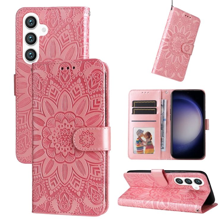 Peňaženkové puzdro Embossing Pattern Slnečnica ružové – Samsung Galaxy S24+ (S24 Plus) | Kryty na mobil Kryty na mobil | Peňaženkové puzdro Embossing Pattern Slnečnica ružové – Samsung Galaxy S24+ (S24 Plus) | Kryty na mobil