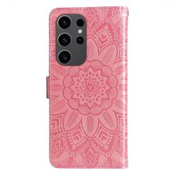 Kryty na mobil | Peňaženkové puzdro Embossing Pattern Slnečnica ružové – Samsung Galaxy S24 Ultra | Kryty na mobil