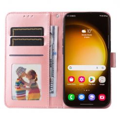Kryty na mobil | Peňaženkové puzdro Embossing Pattern Slnečnica ružové – Samsung Galaxy S24 Ultra | Kryty na mobil