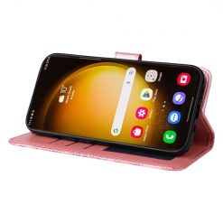 Kryty na mobil | Peňaženkové puzdro Embossing Pattern Slnečnica ružové – Samsung Galaxy S24 Ultra | Kryty na mobil