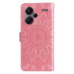 Kryty na mobil | Peňaženkové puzdro Embossing Pattern Slnečnica ružové – Xiaomi Redmi Note 13 Pro+ 5G | Kryty na mobil
