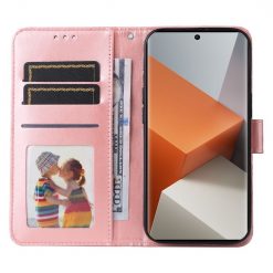 Kryty na mobil | Peňaženkové puzdro Embossing Pattern Slnečnica ružové – Xiaomi Redmi Note 13 Pro+ 5G | Kryty na mobil