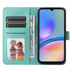 Kryty na mobil | Peňaženkové puzdro Embossing Pattern Slnečnica zelené – Samsung Galaxy A05s | Kryty na mobil