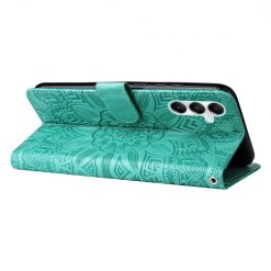 Kryty na mobil | Peňaženkové puzdro Embossing Pattern Slnečnica zelené – Samsung Galaxy A05s | Kryty na mobil