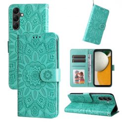 Kryty na mobil | Peňaženkové puzdro Embossing Pattern Slnečnica zelené – Samsung Galaxy A15 4G/5G | Kryty na mobil
