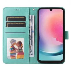 Kryty na mobil | Peňaženkové puzdro Embossing Pattern Slnečnica zelené – Samsung Galaxy A25 5G | Kryty na mobil