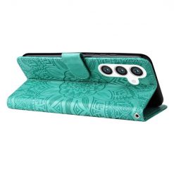 Kryty na mobil | Peňaženkové puzdro Embossing Pattern Slnečnica zelené – Samsung Galaxy S24+ (S24 Plus) | Kryty na mobil