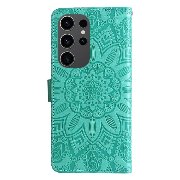 Peňaženkové puzdro Embossing Pattern Slnečnica zelené – Samsung Galaxy S24 Ultra | Kryty na mobil Kryty na mobil | Peňaženkové puzdro Embossing Pattern Slnečnica zelené – Samsung Galaxy S24 Ultra | Kryty na mobil