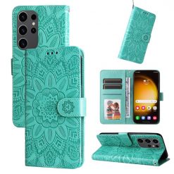 Peňaženkové puzdro Embossing Pattern Slnečnica zelené – Samsung Galaxy S24 Ultra | Kryty na mobil Kryty na mobil | Peňaženkové puzdro Embossing Pattern Slnečnica zelené – Samsung Galaxy S24 Ultra | Kryty na mobil
