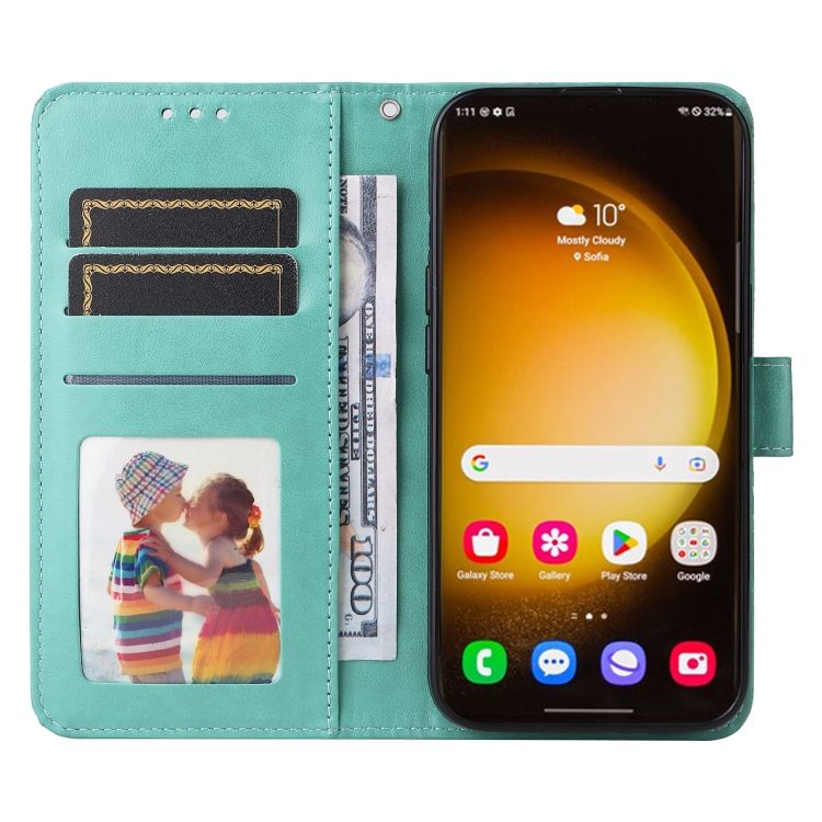 Peňaženkové puzdro Embossing Pattern Slnečnica zelené – Samsung Galaxy S24 Ultra | Kryty na mobil Kryty na mobil | Peňaženkové puzdro Embossing Pattern Slnečnica zelené – Samsung Galaxy S24 Ultra | Kryty na mobil
