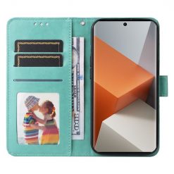 Kryty na mobil | Peňaženkové puzdro Embossing Pattern Slnečnica zelené – Xiaomi Redmi Note 13 Pro+ 5G | Kryty na mobil