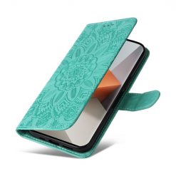 Kryty na mobil | Peňaženkové puzdro Embossing Pattern Slnečnica zelené – Xiaomi Redmi Note 13 Pro+ 5G | Kryty na mobil