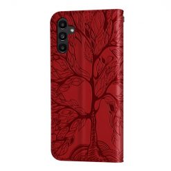 Kryty na mobil | Peňaženkové puzdro Embossing Pattern Strom červené – Samsung Galaxy A25 5G | Kryty na mobil