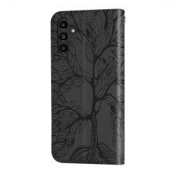 Kryty na mobil | Peňaženkové puzdro Embossing Pattern Strom čierne – Samsung Galaxy A25 5G | Kryty na mobil