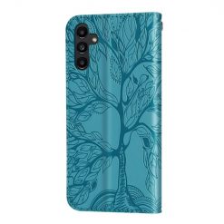 Peňaženkové puzdro Embossing Pattern Strom modré – Samsung Galaxy A25 5G | Kryty na mobil Kryty na mobil | Peňaženkové puzdro Embossing Pattern Strom modré – Samsung Galaxy A25 5G | Kryty na mobil