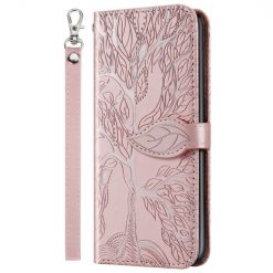 Peňaženkové puzdro Embossing Pattern Strom ružové – Samsung Galaxy A25 5G