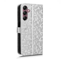 Kryty na mobil | Peňaženkové puzdro Honeycomb Dot Texture Case strieborné – Samsung Galaxy A15 4G/5G | Kryty na mobil