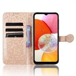Peňaženkové puzdro Honeycomb Dot Texture Case zlaté – Samsung Galaxy A15 4G/5G | Kryty na mobil Kryty na mobil | Peňaženkové puzdro Honeycomb Dot Texture Case zlaté – Samsung Galaxy A15 4G/5G | Kryty na mobil